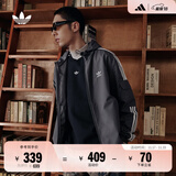 adidas经典三条纹运动连帽夹克外套男女春季阿迪达斯三叶草 深灰   M