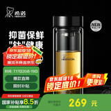 希诺（HEENOOR）抗菌玻璃杯双层隔热办公车载水杯男高档钛杯泡茶杯子XN-9607KT