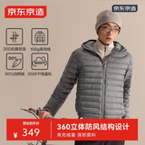 京东京造穿山甲轻薄羽绒服 连帽白鸭绒户外秋冬外套短款男 钛灰色 S