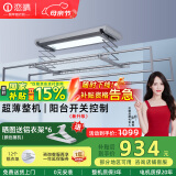 恋晴超薄电动晾衣架隐形自动升降阳台照明遥控嵌入隐藏式智能晾晒衣机 9312E-S 星空灰伸缩杆