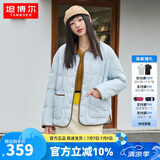 坦博尔羽绒服女短款翻领韩版宽松女士灯芯绒外套TD236266 海盐蓝 155 