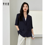 梵希蔓ol通勤女装小个子西装外套女春秋质感高级透感薄款职场西服 V8019 藏青色 M