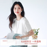 伊芙丽（eifini）【经典延续】天然桑蚕丝简约真丝混纺丝光内搭T恤女打底上衣 白色 L 110-125斤