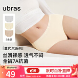 ubras【莫代尔】高弹织带内裤女士抑菌舒适中腰三角裤柔软透气(3条装) 椰青灰色+瓷月几色+奶酪黄色 3条 M