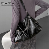 DAZA黑色大容量腋下包辣妹高级感托特包复古链条通勤斜挎包 黑色