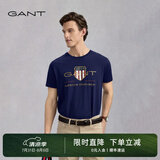 GANT/甘特【100%棉】男女情侣款学院风美式休闲圆领短袖重磅T恤 433夜蓝色 M