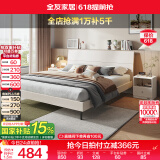 全友家居现代简约高箱储物收纳床1.5米1.8米主卧室高脚双人大床家具 暖白|床G单床 1.8*2m