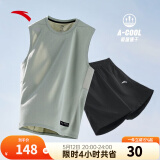 安踏（ANTA）速干背心丨男透气运动背心2025夏季健身无袖上衣晨练服篮球罩衫 【背心+裤子】绿黑 L (175) 建议130-150斤