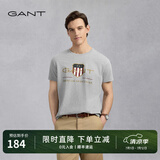 GANT/甘特【100%棉】男女情侣款学院风美式休闲圆领短袖重磅T恤 93烟灰色 XL