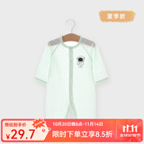 婧麒婴儿衣服夏季薄款新生宝宝提花连体衣纯棉空调服爬服夏装单件 宇航员绿 59cm