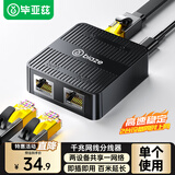 毕亚兹 网线分线器一拖二 千兆网络扩展器同时上网 RJ45网络延长连接器三通头 宽带路由器接口分接器