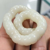 山中玉菩提子手串绕指柔白玉菩提根渐变籽学生盘文玩手链男女生日礼物男 猪大肠-白色