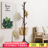 木马人实木衣帽架衣架落地简易卧室客厅挂衣架立式衣服架子收纳架置物架 圆柱款-深咖