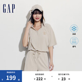 Gap女装夏季凉感透气连帽修身短袖连体衣时尚短裤430392 米色 S (160/80A) 亚洲尺码