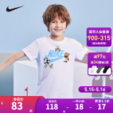 NIKE 耐克童装男童短袖T恤夏季纯棉舒适儿童针织休闲运动短T上衣 纯白色 150 /72 【建议身高140-152cm】