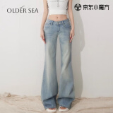 OLDER SEA低腰微喇叭牛仔裤女2025年春夏季新款浅蓝色百搭黑牛同款喇叭裤子 蓝色 XL 建议115-125斤