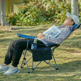 郝麦户外折叠椅子便携午休靠背休闲躺椅露营沙滩椅钓鱼凳导演椅 蓝色