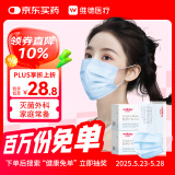 维德（WELLDAY）一次性成人医用外科口罩三层防护防过敏透气灭菌级独立包装100只