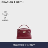 CHARLES&KEITH鳄鱼纹凯莉包手提斜挎婚包包女包生日母亲节礼物CK2-50270880-1 Burgundy葡萄酒红色 S