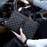 Cohnim kevin奢侈品男士手包手拿拉链男包手抓长钱包送男友老公生日礼物实用 c211格子纹【就近仓发货】