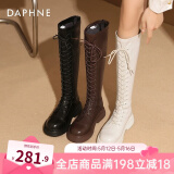 达芙妮（DAPHNE）官方靴子女长筒靴女骑士靴2024年厚底显瘦马丁靴女秋冬款高筒女靴 棕色【常规单里款】 38