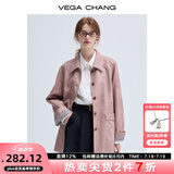 VEGA CHANG皮衣女款2025年新款春秋美式复古中长款PU皮外套 橡皮粉 M