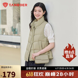 坦博尔羽绒服马甲女立领宽松外搭短款羽绒背心外套TD236006 奶茶棕 160