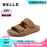 百丽（Belle）周雨彤杨迪同款吐司拖2.0女慵懒外穿勃肯鞋凉拖鞋A8R1DBT5 【杨迪张新成推荐】黄色-拖鞋男 41