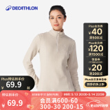 迪卡侬（DECATHLON）保暖户外抓绒衣外套男女运动宽松秋摇粒绒外套冲锋衣内胆 女款-半拉链-淡咖色 S