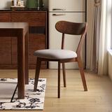 源氏木语实木餐椅北欧风橡木靠背椅家用多材质休闲椅现代简约餐厅吃饭椅子 橡木胡桃色0.47米软包椅烟栗棕*4