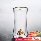 容山堂双层隔热水杯红茶泡茶玻璃绿茶杯山峦大号办公杯咖啡杯子功夫茶具 金山束腰双层玻璃杯