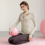 斯泊恩瑜伽服外套女秋冬健身上衣专业运动套装外穿跑步显瘦普拉提训练服 奶白色上衣+灰色长裤 L 【100-120斤】