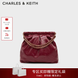 CHARLES&KEITH子母链条大容量流浪包托特包单肩斜挎包女包生日礼CK2-40671449 Burgundy葡萄酒红色 L