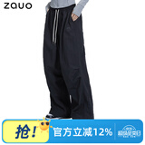 zauo夏季降落伞防晒裤女薄款速干宽松直筒工装裤 黑M