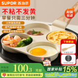 苏泊尔煎蛋锅煎蛋神器早餐锅鸡蛋汉堡锅蛋堡煎饼锅四孔煎锅平底锅不粘锅 两件【煎锅+防烧黑导热板】 19cm