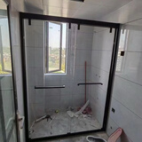 定制一字形淋浴房干湿分离浴室隔断卫生间推拉门钢化玻璃移门 双移 定制尺寸/平方价