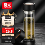 富光男女士双层玻璃杯 支持团购经典简约304茶隔水杯子便携创意泡茶杯