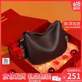 viney斜挎包包女包牛皮马鞍包轻奢托特包生日礼物送女友老婆 【酒咖色折叠礼盒】实用单肩包 时尚品牌通勤百搭休闲腋下包