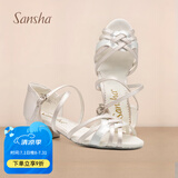 三沙（Sansha）儿童专业拉丁舞鞋女童软底低跟跳舞鞋舞蹈鞋初学者白色 白色 28 