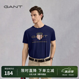 GANT/甘特【100%棉】男女情侣款学院风美式休闲圆领短袖重磅T恤 433夜蓝色 M