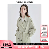 VEGA CHANG风衣外套女2025年春秋新款中长款高级感纯色大衣 豆沙绿 M