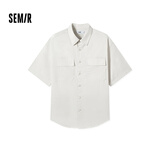森马（Semir）短袖T恤男装纯棉衬衣外套工装做旧水洗夏季上衣101324104111