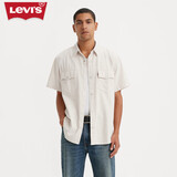 Levi's【商场同款】李维斯男士休闲复古牛仔短袖衬衫 白色 S
