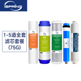 爱诗普霖美国iSpring 家用净水器管线机超滤机纯水机滤芯配件全套滤芯耗材RO膜反渗透 1-5道全套滤芯套餐（75）
