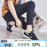 ZHR休闲鞋女精选牛皮舒适百搭女鞋 经典INS潮拼色运动鞋女 韩版时尚轻便透气鞋子女 AK60 黑色 35