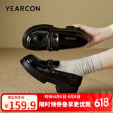 意尔康小皮鞋女英伦风厚底增高舒适乐福鞋24新款 29269W 黑色 39 