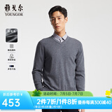 雅戈尔（YOUNGOR）羊毛衫男全绵羊毛羊毛衫舒适暖和厚度适中 VYQW639998DVA灰色 M 100c