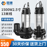 臣源直流潜水泵48-60v高扬程12V24V72V电瓶车抽水泵家用农用抽水机 【48V60V72V】1500W2.5寸+13米线