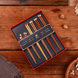 陶煲王鸡翅木筷子家用公筷分餐一人一双专人专用高档实木质家庭亲子福筷 【亲子卡通】实木筷6双-礼盒装