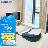 史威比（Sweeby）防吐奶斜坡垫婴儿斜坡枕新生儿防压哄睡床中床宝宝喂奶神器 深海蓝 丨椰棕床垫丨 免抱起升降